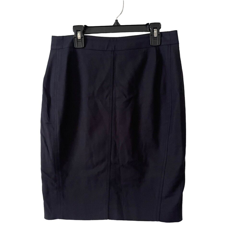 Akris Punto US 4 Pencil Skirt Navy Dark Blue Knee Length Career Cotton